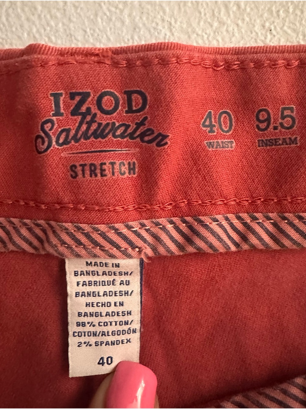 Izod Saltwater Stretch Men's Flat Front Shorts in Coral